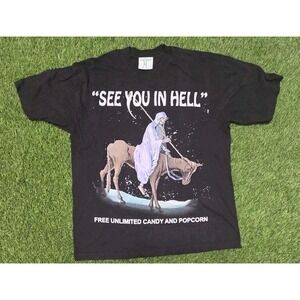 Online Ceramics "See You In Hell" Haunted Wagon Shirt Spookytober Horror  A24 L